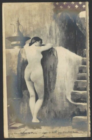 Vintage Nude Photographic Postcard After The Bath By Theodre Ralli