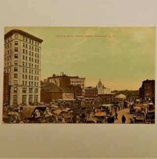 Old Morning Scene View Of Market Square Providence R.  I.  Postcard