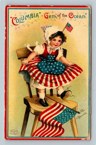Patriotic A/s Ellen Clapsaddle,  Columbia Gem Of The Ocean Vintage C1910 Postcard