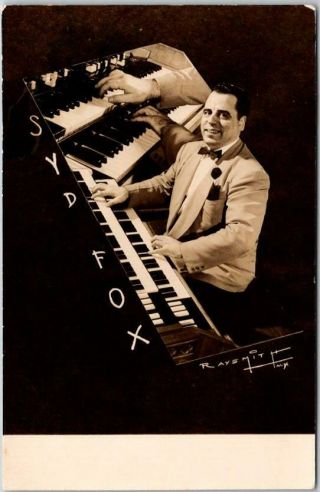Vintage Rppc Real Photo Advertising Postcard " Syd Fox " Organ / Keyboard Detail