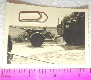 012 Ww2 Orig.  Photo German Soldiers Cannon Gun Truck Plate 2.  5 X 3.  5 Inch