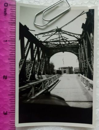 135 Ww2 Orig.  Photo German Trucks Destroyed Bridge 2.  5 X 3.  5 Inch