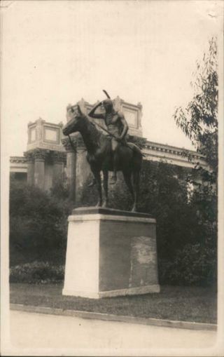 1915 Ppie Rppc San Francisco,  Ca Statue Of Native American Man On A Horse Vintage