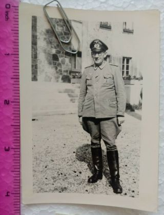 09 Ww2 Orig.  Photo German Officer Uniform Ranks 3 X 4 Inch