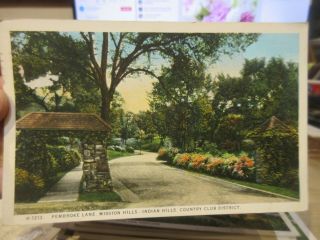 Vintage Old Postcard Missouri Kansas City Country Club Indian Mission Hills Lane
