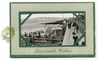 Pre Ww1 Wwi British Seaside Christmas Card With Real Photo