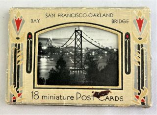 Vintage 18 Miniature Post Cards Of San Francisco Oakland Bay Bridge