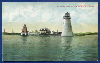 Bedford Massachusetts Mass Ma Palmers Island Lighthouse Old Postcard 2