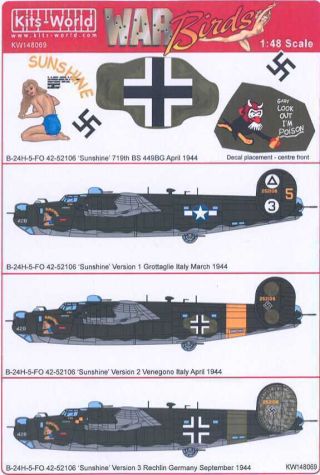 Kits World Decals 1/48 Consolidated B - 24h Liberator 449th Bg & Captured German