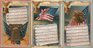 Set Of 3: Patriotic National Songs Series Winsch Postcard Vintage Post Card