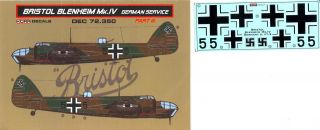 Kora Decals 1/72 Bristol Blenheim Mk.  Iv Captured German Version Part 3