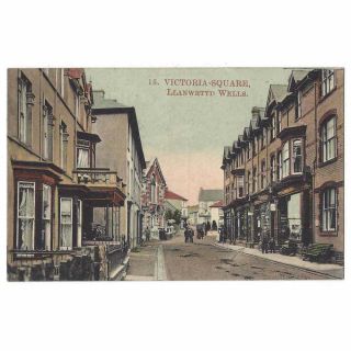 Llanwrtyd Wells Victoria Square,  Old Postcard Postally 1911