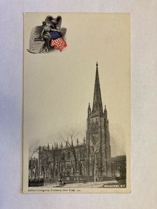 Arthur Livingston Postcard - Old Trinity Church Broadway York Nyc