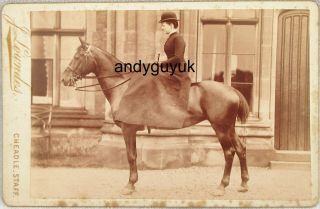 Cabinet Card Lady Horse Riding Habit Country House Hat Crop Side Saddle Cheadle