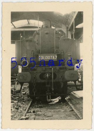 Wwii Us Gi Photo - Close Up View Of Marked Captured German ? Steam Locomotive