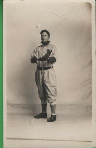 Vintage Rppc Postcard Studio Pose Photo Mlb Baseball Player Washington W Mystery