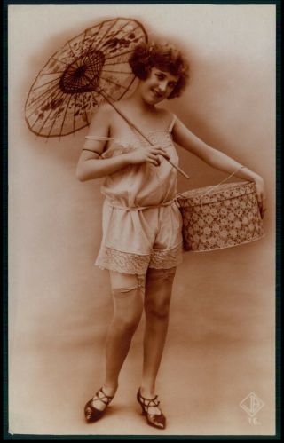 Uu Early Biederer Risque Photo French Risque Woman Near Nude Old C1920s Postcard