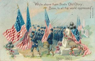 Decoration Day - While Above Them Floats Old Glory Patriotic Postcard - 1908