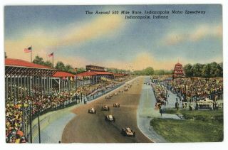 Indy Indianapolis 500 Motor Speedway Race Racing Car Auto Vintage Postcard 1