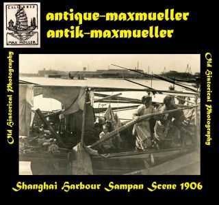 Photo China Shanghai Harbour Scene Sampans Junks - Orig.  ≈ 1906