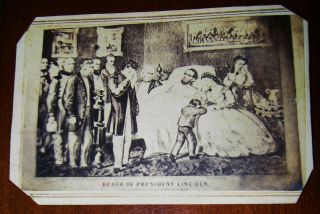 Antique Cdv Album Filler Depicting The Death Of President Lincoln