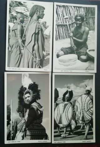 4 Old Postcards Of East African Types.  Pegas Studio,  Nairobi.