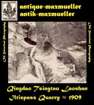 Photo China Tsingtau Matrosenartillerie Iltis Pass Quarry 2x - orig ≈ 1909 2