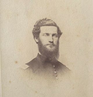 Antique Cdv Photo Bearded Civil War Soldier Officer