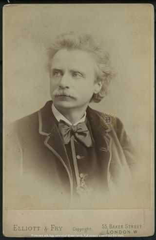 Vintage Norwegian Composer Pianist Edvard Grieg Cabinet Card Photograph C.  1889