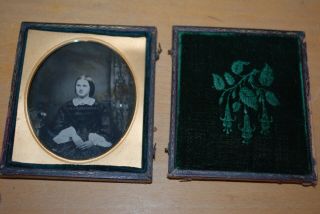 Rare Antique Leather Bound Photo Case Victorian Photo 8 X 9cm Velvet/gilt Inner