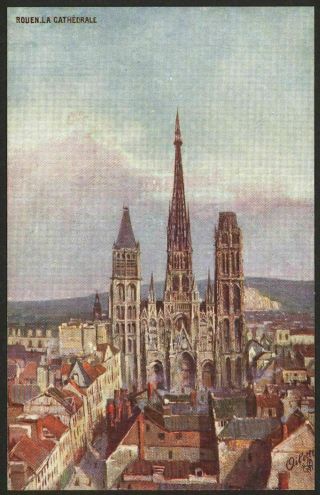 Rouen.  Normandy.  France.  La Cathédrale.  Vintage Raphael Tuck Oilette Postcard