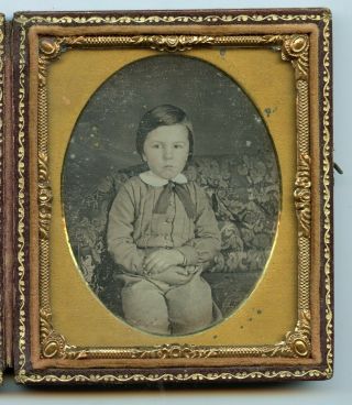 1/6 Plate Daguerreotype Little Boy In Full Case