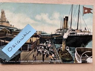 Vintage Postcard - Lancashire - Rms Baltic Landing Stage,  Liverpool - White Star