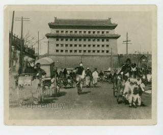 China 1926 Photograph Peking Busy Street Dongbianmen Tartar Ming City Wall Photo
