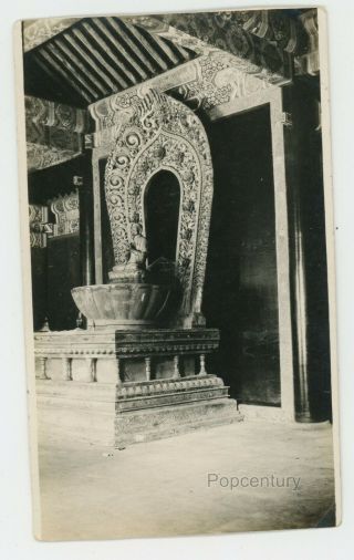 Vintage China 1919 Photograph Peking Winter Palace Interior Buddha Statue Photo
