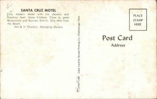 Santa Cruz Motel,  CA California Arcade Printing Co.  Chrome Postcard Vintage 2
