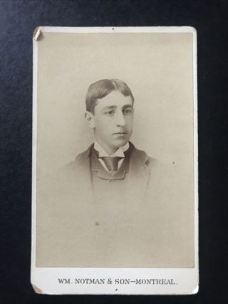 William Notman Cdv Photo Face Of A Young Man Montreal Pencil Dated 1888