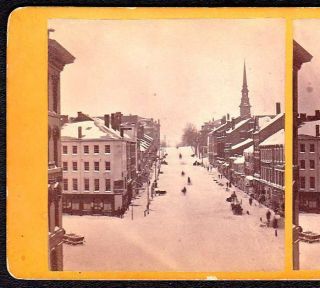 Bangor Maine 1870 Private Photo Stereoview - Main Street Business District