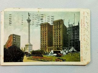 Vintage Postcard 1907 Union Square & St.  Francis Hotel & Camp San Francisco Ca