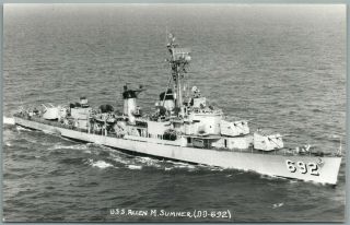 Military Ship Uss Allen M.  Sumner Vintage Real Photo Postcard Rppc