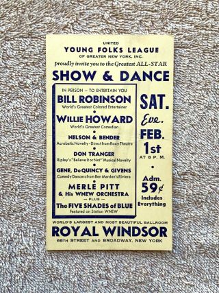 Vintage Postcard: 1941 Royal Windsor Show & Dance Bill Robinson " Mr.  Bojangles "