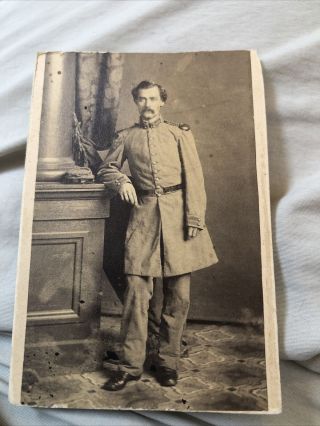 Rare Cdv Photo Civil War Officer In Frock Coat
