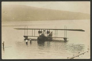 1910 Keuka Lake Real Photograph - Aviator,  Glenn Curtiss & Airplane