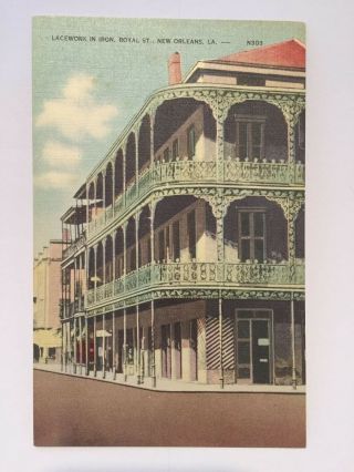Postcard Lacework In Iron St.  Peter & Royal St Street Old Orleans La A2