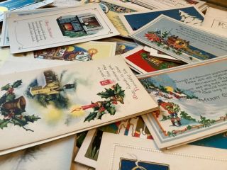 96 Vintage Christmas Postcards For 1 Cent Postage 5 1/2”x3 1/2”