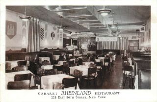 Vintage Postcard; Art Deco Cabaret Rheinland Restaurant 86th Street York Ny