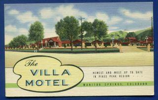 Manitou Springs Colorado Co The Villa Motel Old Postcard