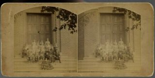 Lima Ny School Children With Teacher Stereoview C.  1880s F M Bailey Photographer