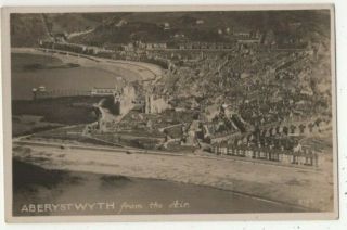 Aberystwyth From The Air Vintage Aerial View Rp Postcard Cardiganshire 357c