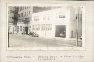 Portland Or Police Dept Fire Station Old Photo Pasted Onto Card